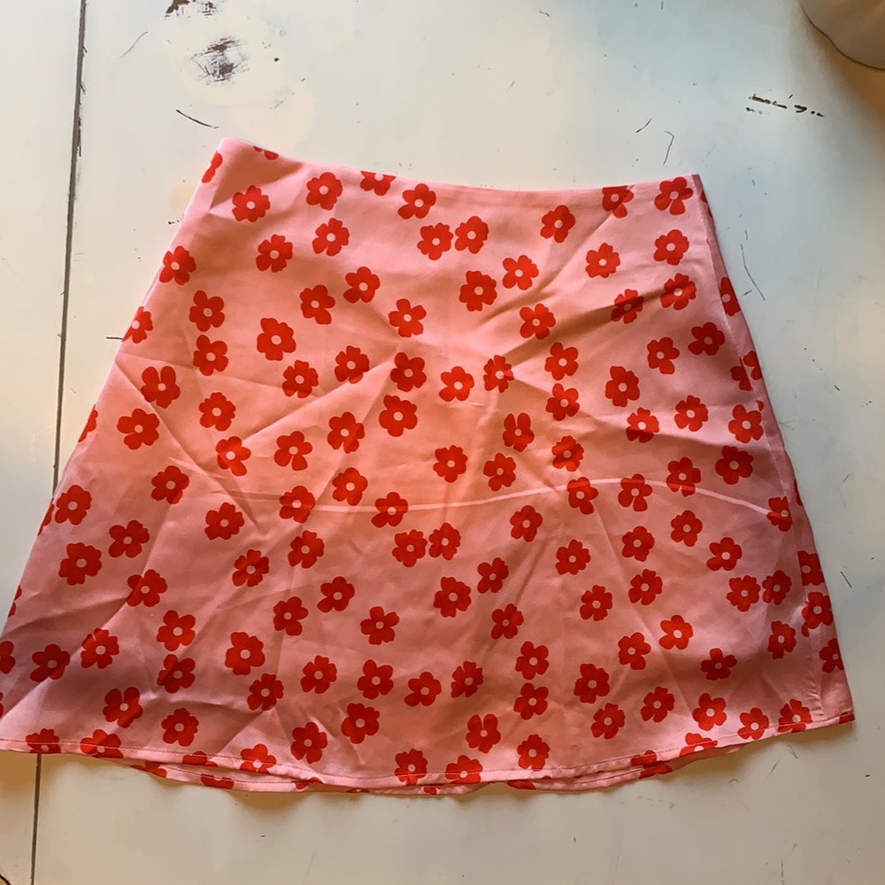 Pink and red flower skirt